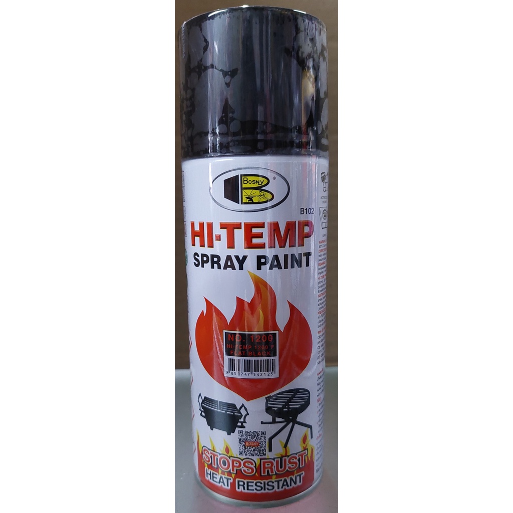 Bosny สีสเปรย์ทนความร้อน 1200°F บอสนี่ ขนาด 400 CC. สเปรย์ทนความร้อนสูง สีทนความร้อน Hi-temp 1200F