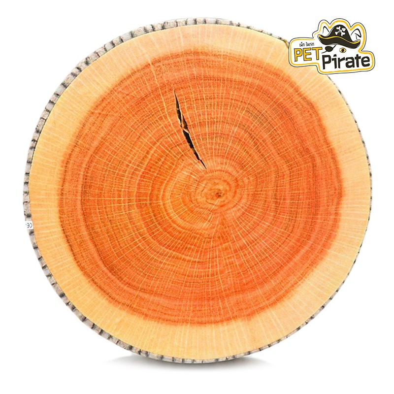 เบาะนอนหมาแมว​ เบาะกลมหนานุ่มหน้าขอนไม้ ที่นอนสำหรับสัตว์เลี้ยง ด้านในที่นอนเป็นฟองน้ำหนา​ นุ่มมากๆ [ขนาดเล็ก]