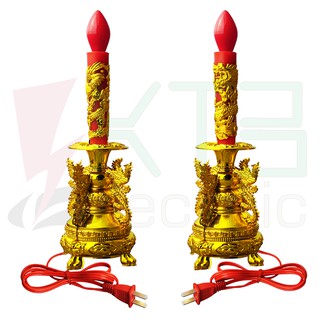 เทียน ไฟฟ้า หงส์ คู่ มังกร 9 นิ้ว (F-29)