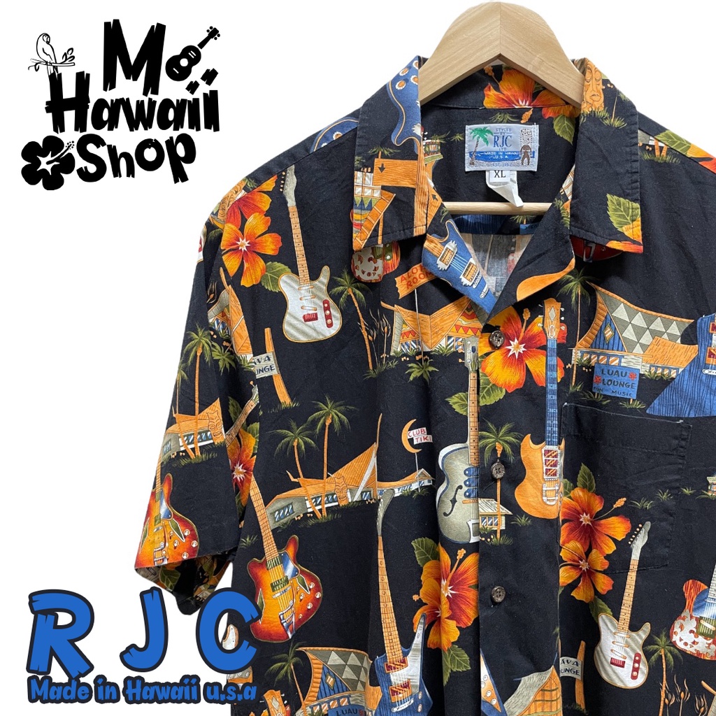 เสื้อฮาวายมือสอง-Hawaii Shirt สภาพดี ผ้า Cotton ป้ายแบรนด์ RJC รอบอก 51นิ้ว