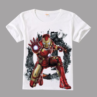 เสื้อยืดผ้าฝ้ายพิมพ์ลายแฟชั่น ข้อเสนอพิเศษ✌เสื้อยืด Avengers แขนสั้น Iron Man กัปตันอเมริกา Hulk Thor Animation Peripher