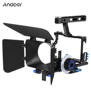 Andoer C500 Aluminum Alloy Camera Camcorder Video Cage Rig Kit Film Making System w/ Matte Box + Follow Focus + Handle