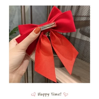 กิ๊บติดผม ผ้ากํามะหยี่ ประดับโบว์ สีแดง เข้ากับทุกการแต่งกาย สไตล์เจ้าหญิง สําหรับเจ้าสาว เหมาะกับเทศกาลปีใหม่
