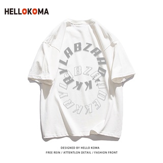 HELLO KOMA trend new personality street wild cotton T-shirt men s summer short-sleeved couple top clothes women