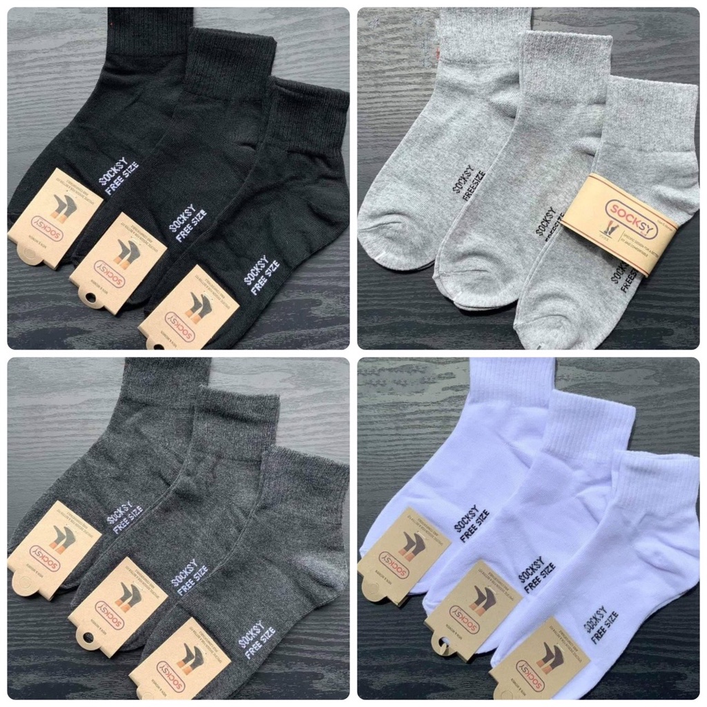 เซ็ตถุงเท้า 1แพ็ค สุดคุ้ม ถุงเท้าข้อกลาง ยี่ห้อ socksy ราคาดี Free size