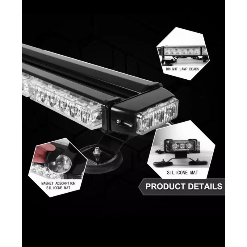 ไฟไซเรน 316-4 ติดหลังคา 4 ท่อน 4 หน้า หลอดไฟ LED ความยาว 67 CM 12v-24v(สีเหลือง) (แดง) (แดง-น้ำเงิน) - รูปที่ 5