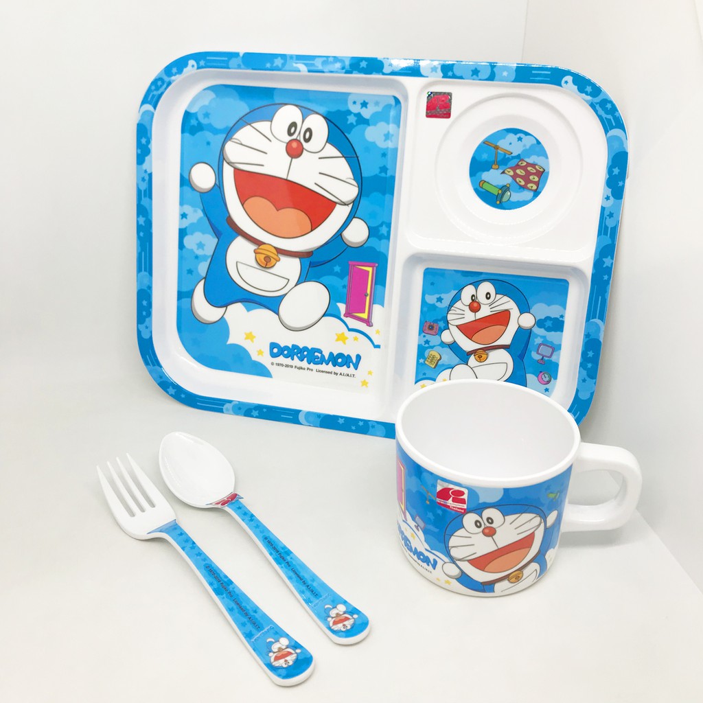 ชุดจานข้าวเด็กเมลามีน 4ชิ้น Doraemon Sky-DS02X6 ยี่ห้อศรีไทยซุปเปอร์แวร์