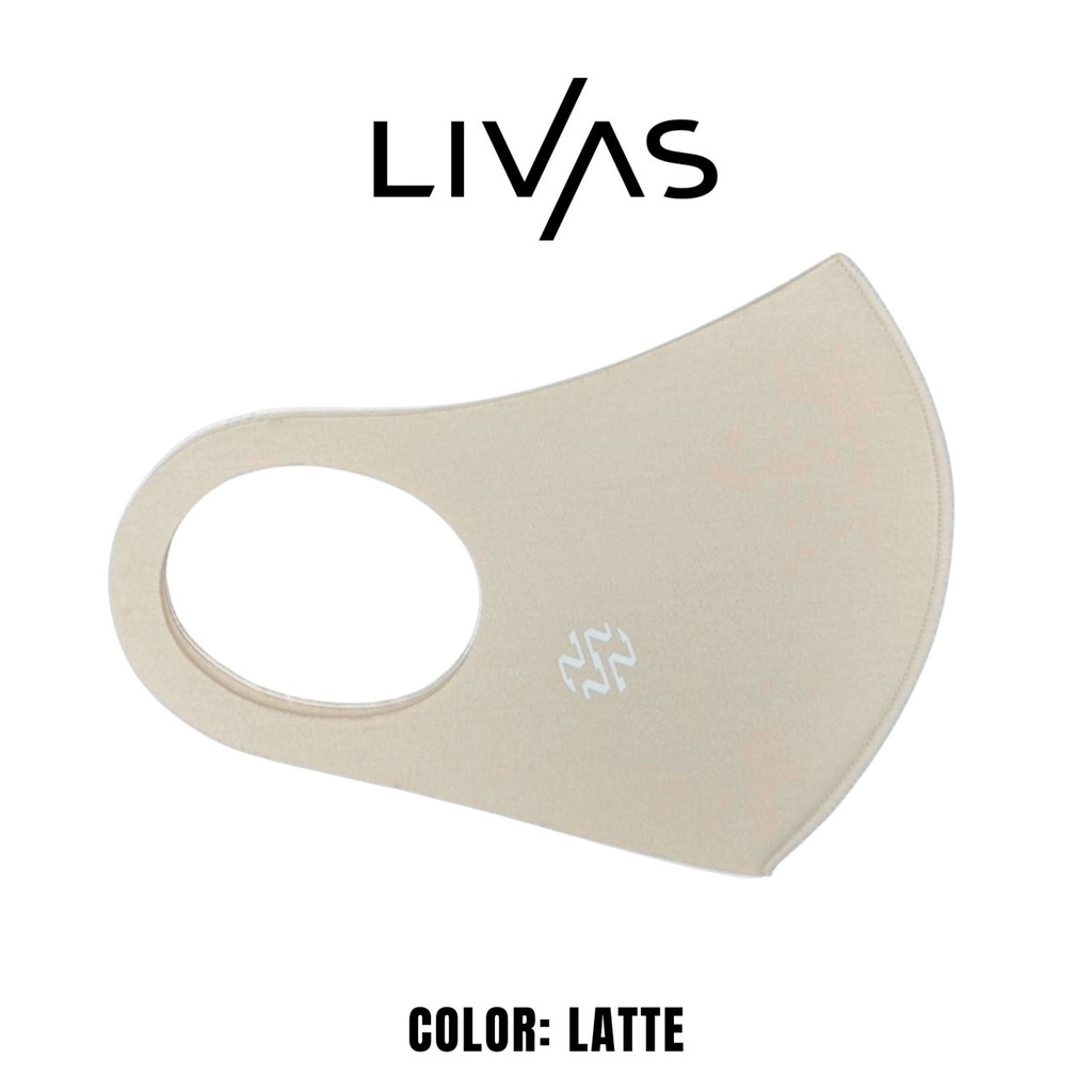 LIVAS แมสเกาหลี แมสผ้า หน้ากากผ้า ทรงเกาหลี สีลาเต้ Latte สไตล์มินิมอล สไตล์เกาหลี แฟชั่นเกาหลี