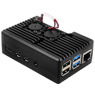 พัดลมระบายความร้อนอลูมิเนียมอัลลอยด์ Rpi 4 Model B Dual Fans สําหรับ Raspberry Pi 4B/3B+/3B