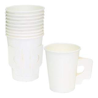 ถ้วยกระดาษขาวมีหู ขนาด 8 ออนซ์ แพ็ค 50 ใบ/Aero Paper White Cups with Ears, Size 8 oz. Pack 50 pieces