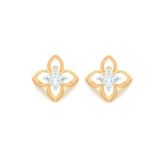 CZMiracle ต่างหูก้านดอกไม้ รุ่น EL361 -  สีทอง