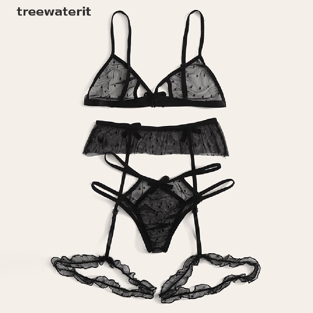 Treewaterit ชุดชั้นในสตรี โป๊เลอร์ ลูกไม้ เซ็กซี่ ชุดชั้นในใส + ชุดชั้นในทอง - รูปที่ 4
