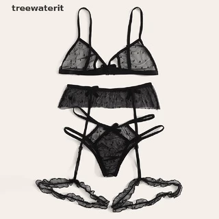 Treewaterit ชุดชั้นในสตรี โป๊เลอร์ ลูกไม้ เซ็กซี่ ชุดชั้นในใส + ชุดชั้นในทอง