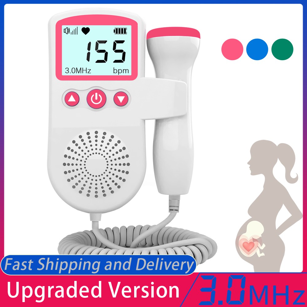 อัพเกรด 3.0MHz Doppler Fetal Heart Rate Monitor Home Pregnancy Baby Fetal Sound Heart Rate Detector 