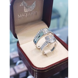 Madduckjewels แหวนเงินแท้ เพชร CZ ชุบโรเดียม RG1559-RG1610