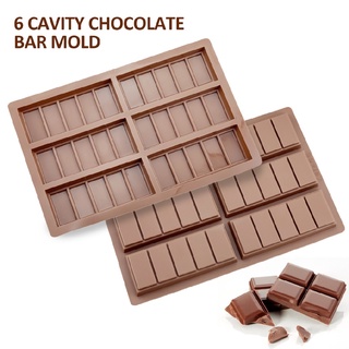 6 Cavity Silicone Chocolate Bar Mould Cake Candy Sugarcraft Baking Ice Tray Mold