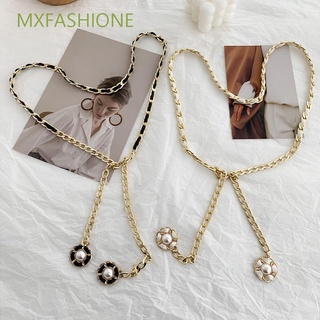 Mxfashione เข็มขัดหนัง Pu ประดับพู่ลายดอกไม้สําหรับผู้หญิง