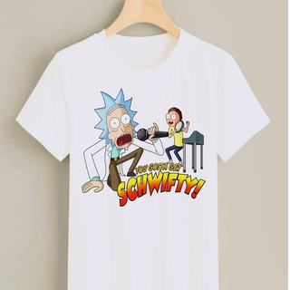 เสื้อยืดอินเทรนด์ผู้ชายอินเทรนด์ผู้หญิงRick and Morty สีขาว เสื้อยืดผู้ชาย เสื้อยืดผู้หญิง Cartoon Tee ชุดลำลองS-3XL