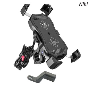 Niki 12V Motorcycle QC3.0 USB Qi Wireless Charger Mount Holder Stand for Cellphone