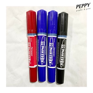 ปากกามาร์คเกอร์ ปากกาเคมี 2 หัว สีดำ สีน้ำเงิน สีแดง