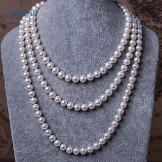 Kuhong สร้อยคอไข่มุกเทียม ยาว 150 ซม. สร้อยคอมุกเทียม สีขาว ขายส่ง สร้อยคอมุก ผู้หญิง เครื่องประดับ