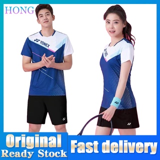 Yonex ชุดแบดมินตัน เสื้อกีฬา แขนสั้น กางเกงขาสั้น แบบแห้งเร็ว แฟชั่นสําหรับผู้ชาย และผู้หญิง