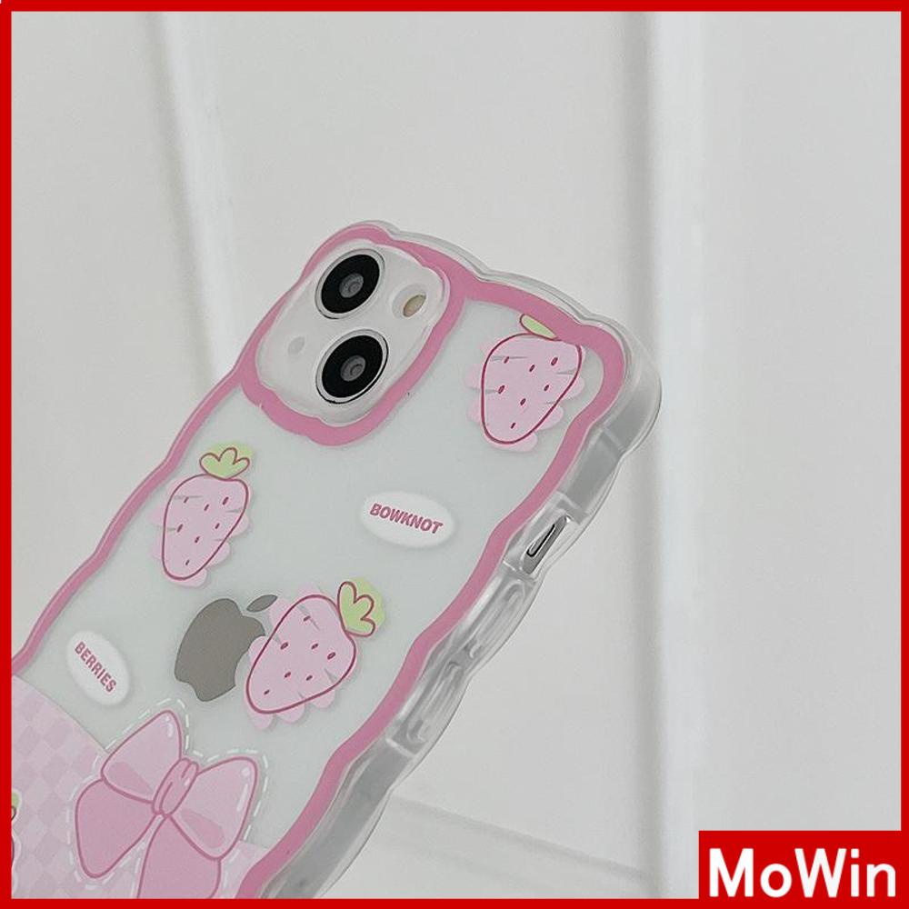 iPhone Case Silicone Soft Case Clear Case Wave Non-Slip Shockproof Camera Full Coverage Protection Pink Strawberry For iPhone 13 Pro Max iPhone 12 Pro Max iPhone 11 iPhone 7 Plus #8
