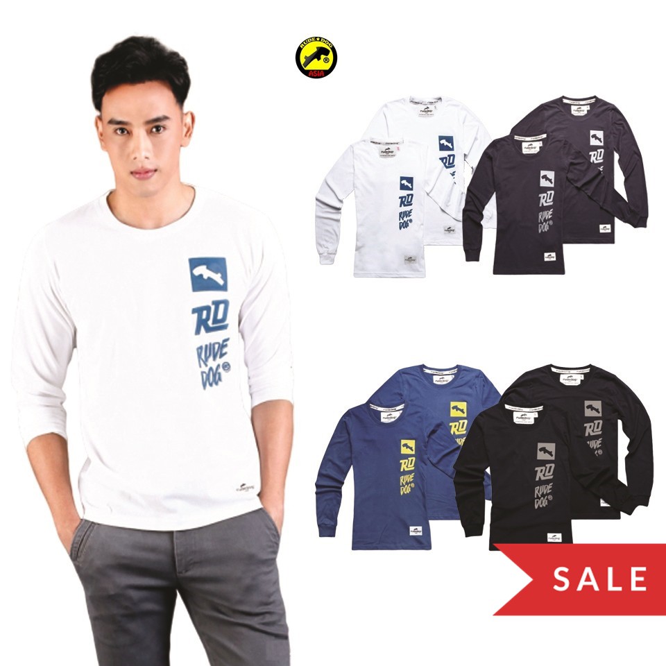 rudedog long sleeve shirt เสื้อแขนยาว รุ่น Racing รวมสี แฟชั่น คอกลม ลายสกรีน ผ้าฝ้าย cotton ฟอกนุ่ม