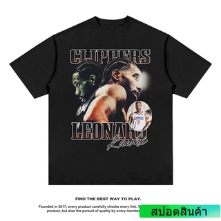 แฟชั่นคลาสสิกเสื้อยืดคอกลม แขนสั้น พิมพ์ลาย Jason NBA Clippers Leonard สไตล์วินเทจ พลัสไซซ์