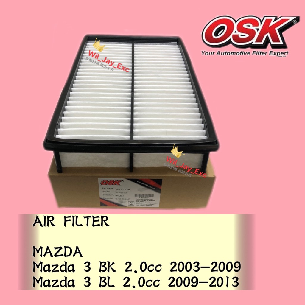 OSK A-N8559 F AIR FILTER MAZDA 3 2.0CC BK,BL. MAZDA 5 CR 2.0cc, PERMACY 2.0cc LF50-13-Z40A