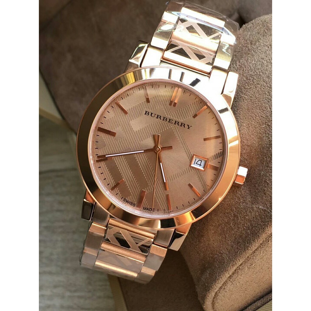 Burberry War Horse Watch Rose Gold Calendar หรูหราผู้หญิงนาฬิกาควอทซ์ Bu9146 4263