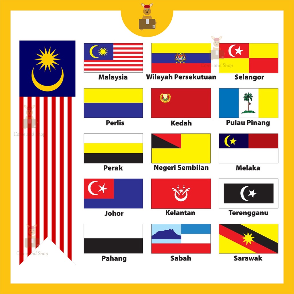 ธง Jalur Gemang Bendera Bendera Negeri Bendera States Flag Nylon