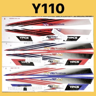 สติกเกอร์ลายทาง สีดํา สีแดง สีฟ้า สําหรับ Yamaha SS110 Y110 ( 1 ) y110ss ss