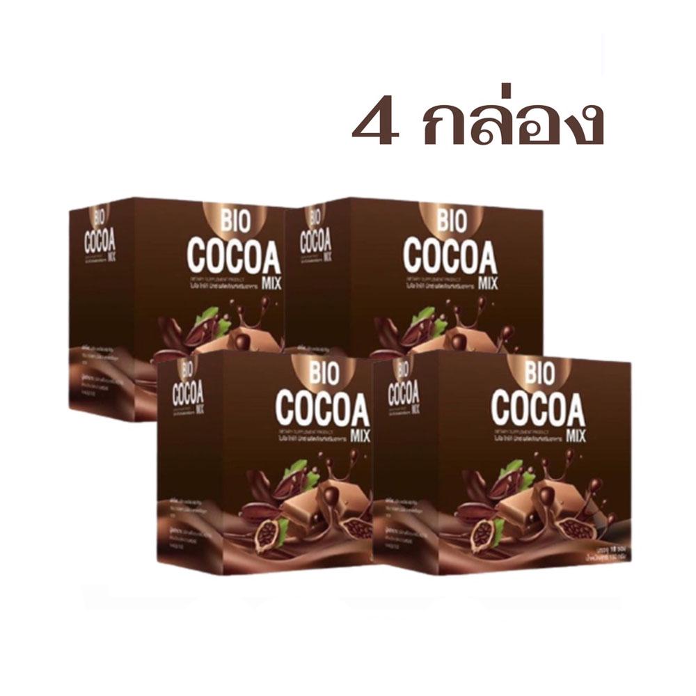 4 กล่อง  Bio Cocoa Mix ไบโอ โกโก้ มิกซ์ By Khun Chan โกโก้ดีท๊อก ขนาดบรรจุ 1 กล่อง / 10 ซอง