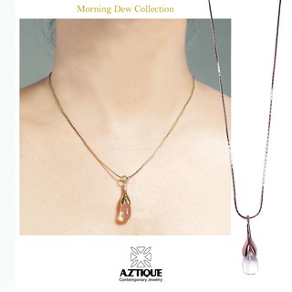 Aztique สร้อยคอเงินแท้ จี้ หยดน้ำค้าง Morning Dew ควอตซ์ใส Quartz Necklace Pendant Morning Dew Jewelry Gifts md
