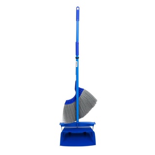 ชุดโกยผงพลาสติกแบบมีฝาปิด+ไม้กวาด สีน้ำเงิน NCL DB7088 ไม้กวาด ที่โกยผง Plastic dustpan set with lid + broom blue NCL DB