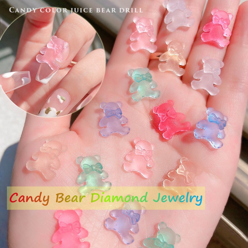 อุปกรณ์ตกแต่งเล็บ รูปโบว์ และหมีน่ารัก เรืองแสงในที่มืด Diy