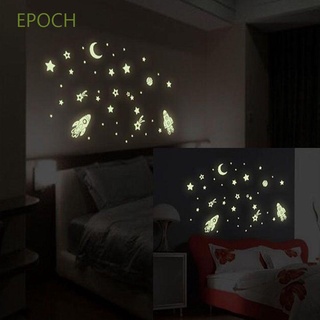 Epoch Diy สติ๊กเกอร์พีวีซีติดผนังเรืองแสงในที่มืดลายดาวจรวดตกแต่งบ้านห้องเด็ก