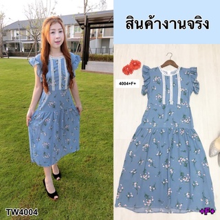 👗Pfashion [ส่งไว!!🚛] P4004 แม็กซี่เดรสแขนกู๊ดระบายลายดอกเดซี Long sleeves maxi dress with floral print