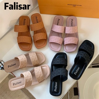 Falisar รองเท้าแตะ ของผู้หญิงมี4สี แฟชั่นใหม่รองเท้าแตะแบน สบาย ๆ กันลื่น NO.1245