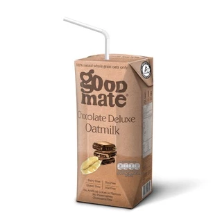 Goodmate Chocolate Deluxe Oat Milk กู๊ดเมท นมโอ๊ต สูตรช็อกโกแลตดีลักซ์ ขนาด 180 มล. (1 แพ็ค : 3 กล่อง)