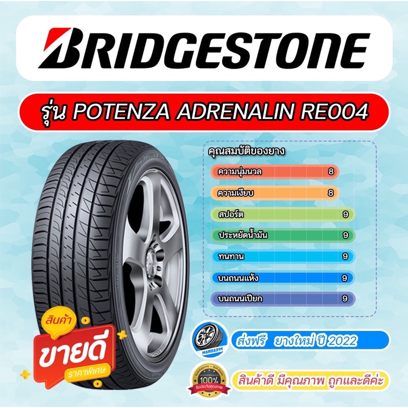 BRIDGESTONE รุ่น Potenza Adrenalin RE004 ปี 2021 ขนาดล้อ R15, R17, R18