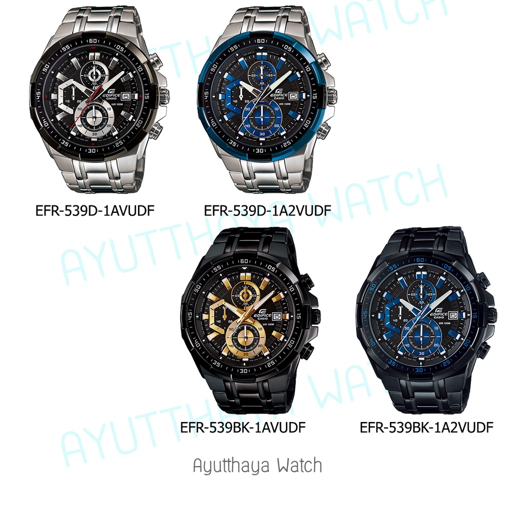 [ของแท้] Casio Edifice นาฬิกาข้อมือ รุ่น EFR-539D-1AV, EFR-539D-1A2V, EFR-539BK-1AV, EFR-539BK-1A2V