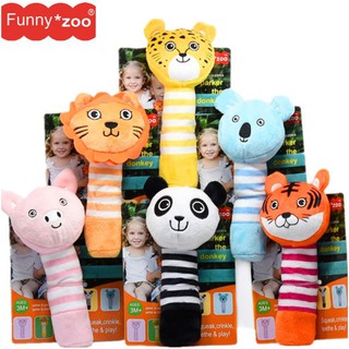 A350 ตุ๊กตาเขย่ามือ รุ่นด้ามจับ  6 ลาย ของเล่นเด็ก ยี่ห้อ Funnyzoo