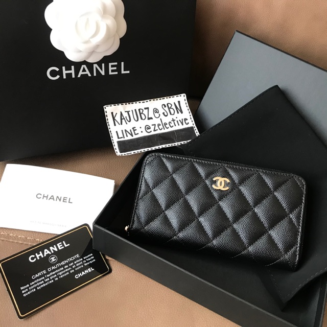 New Chanel Classic Caviar Zippy Medium Wallet GHW Holo29