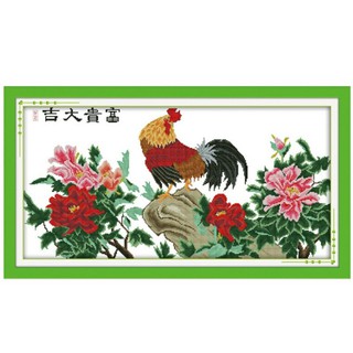 ครอสติชพิมพ์ลาย14ctขนาด68×37cm ไก่นำโชค