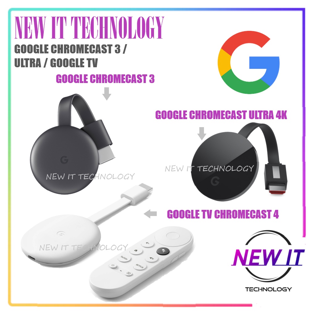 GOOGLE Chromecast 3|Chromecast Ultra 4K|Google TV Streamer 4K Chromecast HDR HDMI Streaming Media Pl