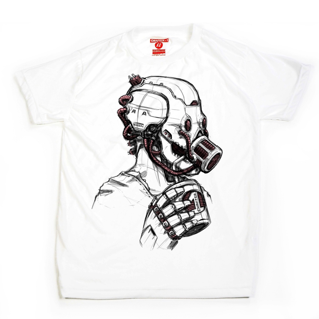 เสื้อยืด แขนสั้น แชปเตอร์วัน คาแรคเตอร์ ลาย หน้ากากกันแก๊ส ผ้านิ่ม / Gas Mask Chapter One Character Soft T-Shirt