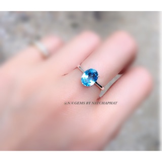 แหวนสวิสบลูโทแพซ( NATURAL TOPAZ)