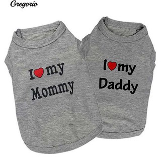 Gregorio Daddy Mommy Letter พิมพ์เสื้อเชิ๊ตหมาเสื้อผ้าเสื้อเชิ๊ตฝ้ายเสื้อลำลองสัตว์เลี้ยง Vest